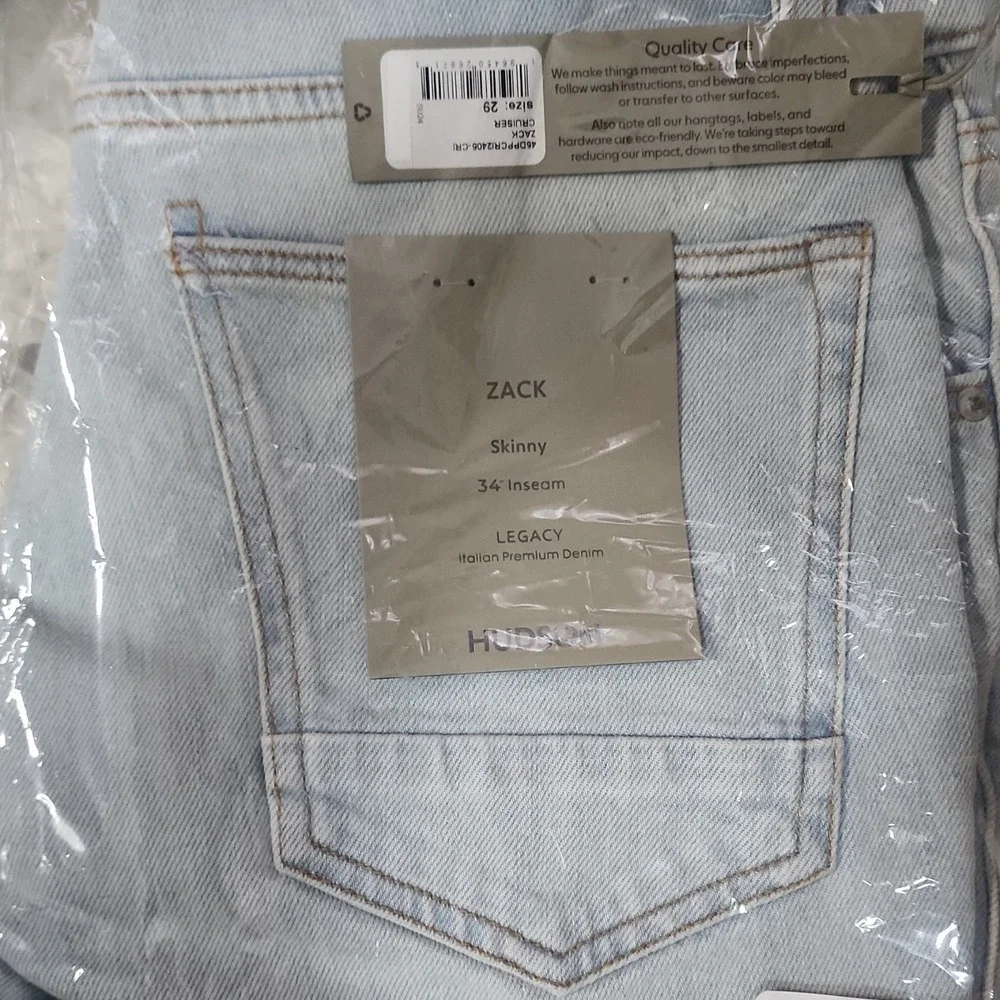 HUDSON Skinny Jeans Light Blue Distressed Italian Premium Denim‎ Stretch Men
